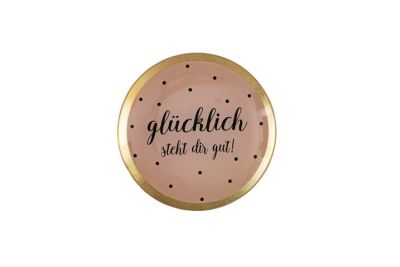 Gift Company Love Plates, Glasteller M, Glücklich steht dir gut!