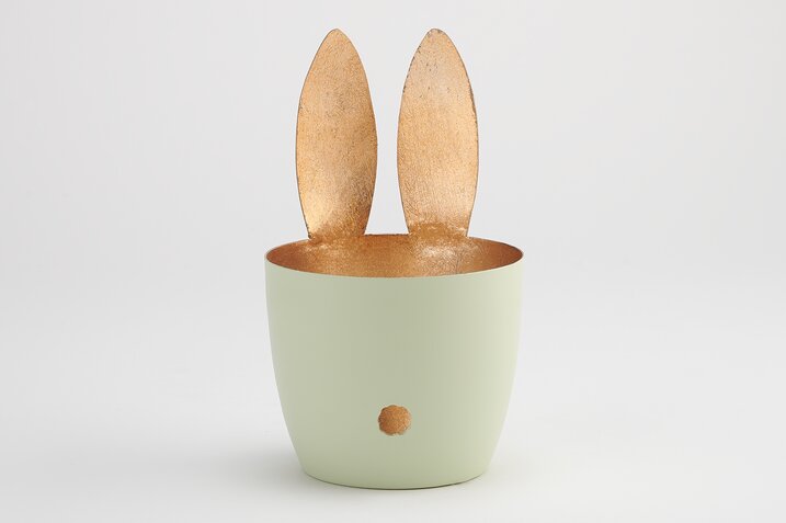 Gift Company Madras Windlicht M, Hase pastellgrün/gold