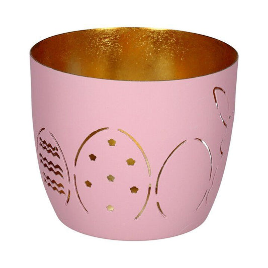 Gift Company Madras Windlicht M, Hase mit Ostereier, rosa/gold