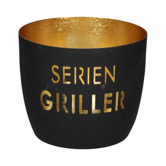 Gift Company Madras Windlicht M, Serien Griller, schwarz/gold