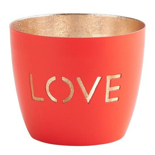 Gift Company Madras Windlicht M, Love Neon Rot/Gold