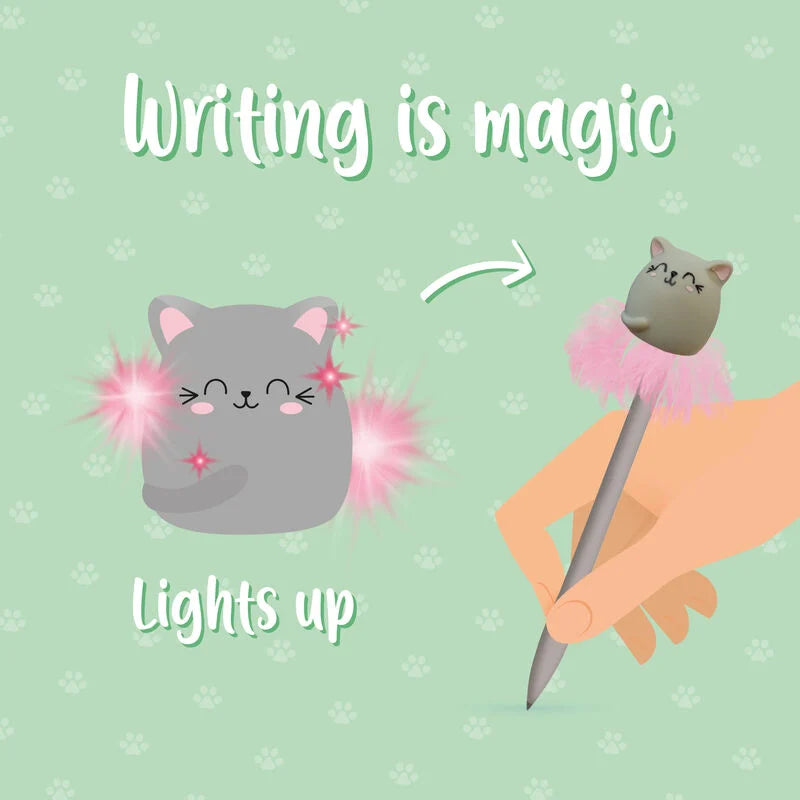 Leuchtender Kugelschreiber - Writing is Magic Katze
