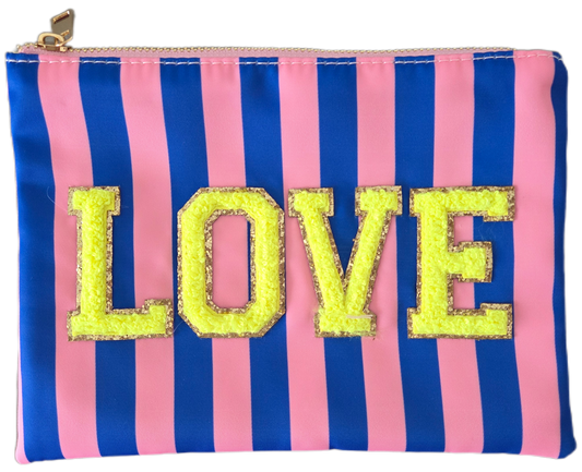 Kosmetiktäschchen Love blau/rosa