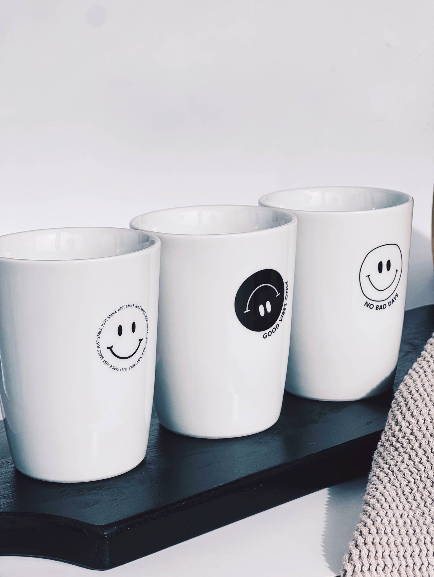 Becher Tasse Smiley I Fun Frühling Bunt Smile Happy: Good Vibes Only Rosa