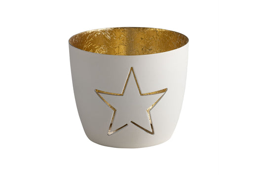 Madras Windlicht M, Stern, weiß/gold - Gift Company