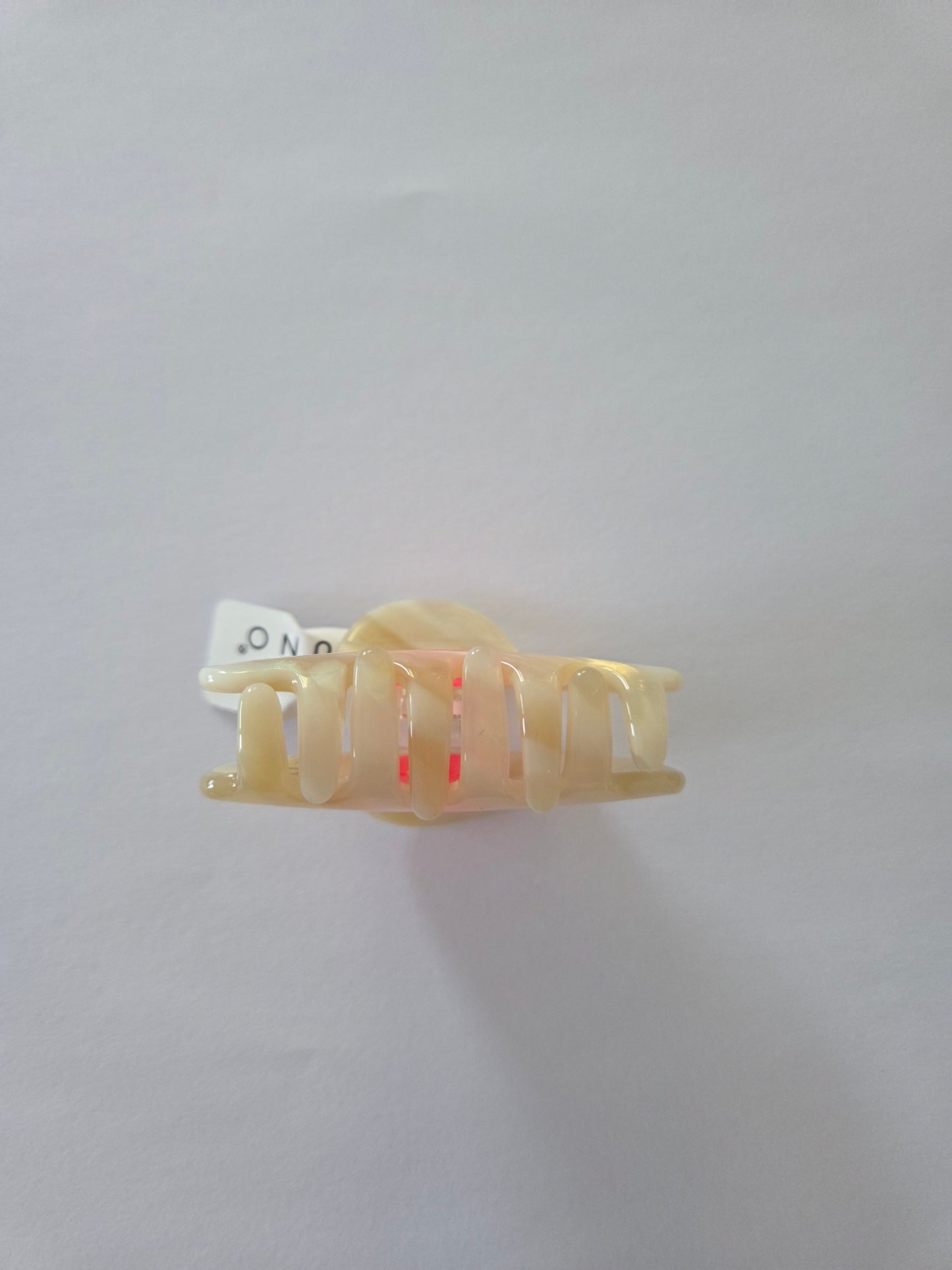 Haarklammer klein Creme mit Neon Smiley