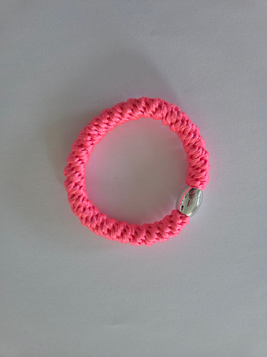 Haargummi Pink mit silberner Perle