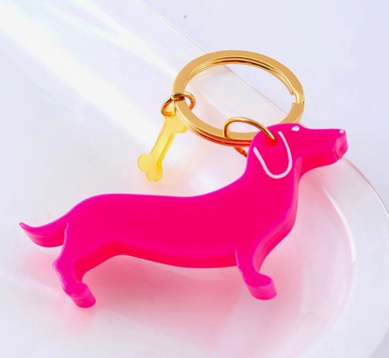 Schlüsselanhänger Dackel Pink