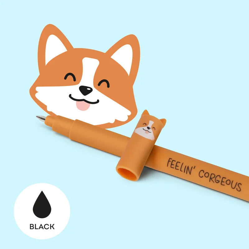Löschbaren Gelstift - Erasable Pen mit Corgi-Motiv