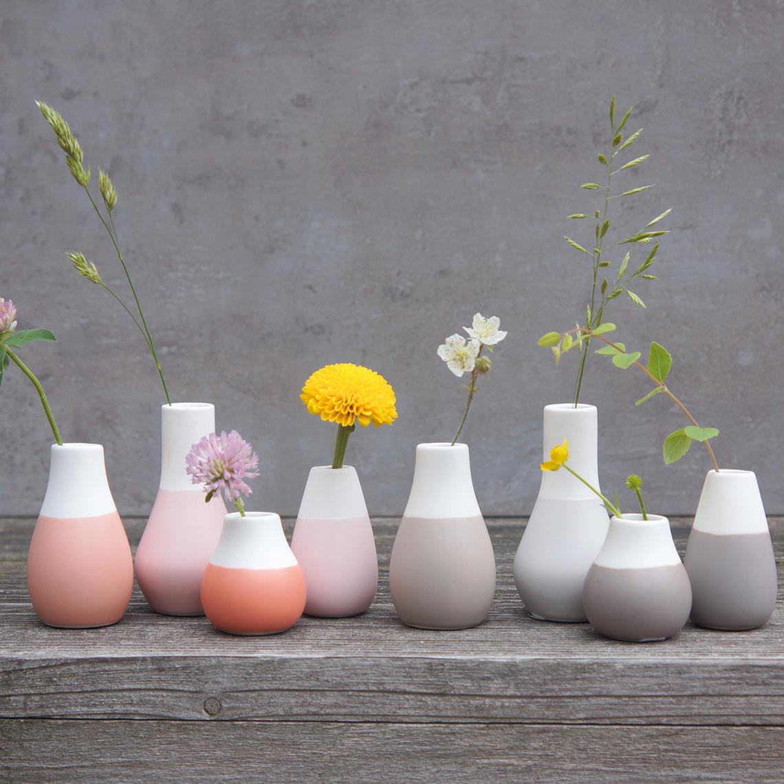 Mini Pastellvasen "Set aus 4" - räder Design