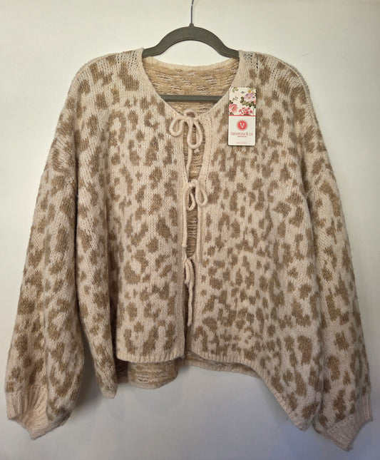 Schleifen Strickjacke - Leo/Beige