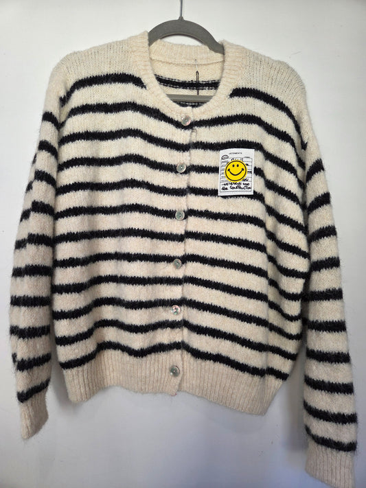 Cardigan ONLY GOOD VIBES creme/schwarz