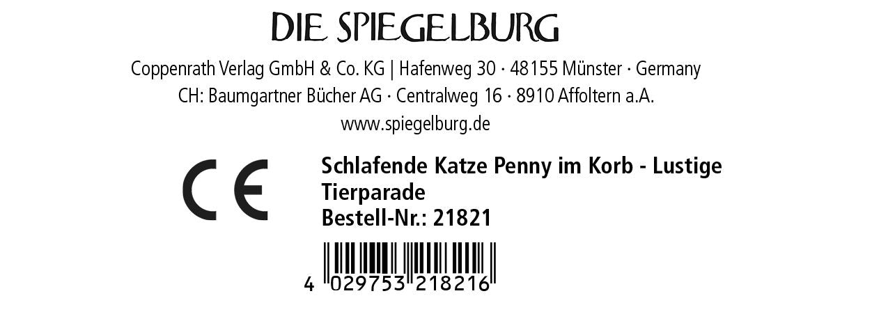 Schlafende Katze Penny im Korb - Lustige Tierparade - Die Spiegelburg