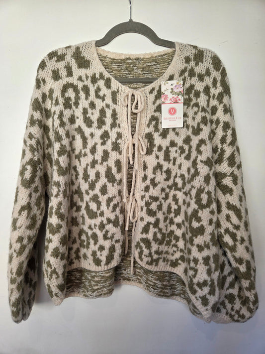 Schleifen Strickjacke - Leo/Khaki
